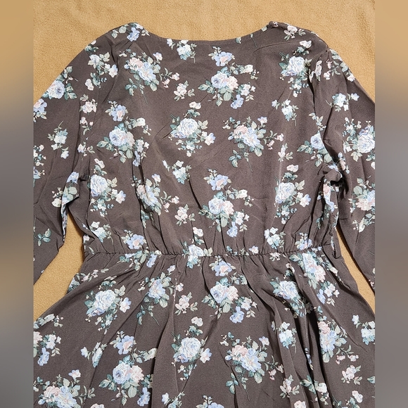 SHEIN Blue Floral Print Ruffled Brown Short Dress - Picture 8 of 12